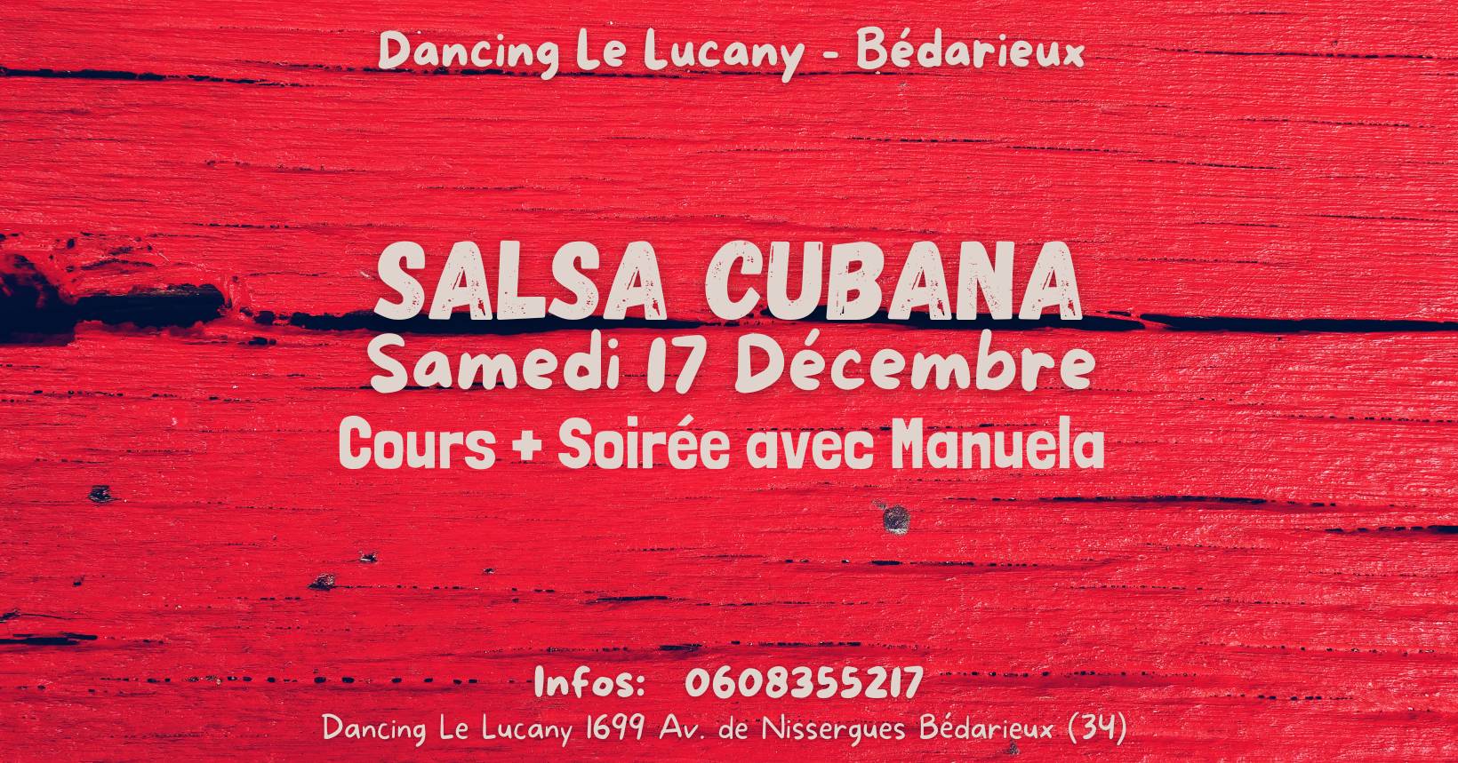 Cover Samedi 17 Décembre Salsa Cubana  au Dancing Le Lucany (Bédarieux)