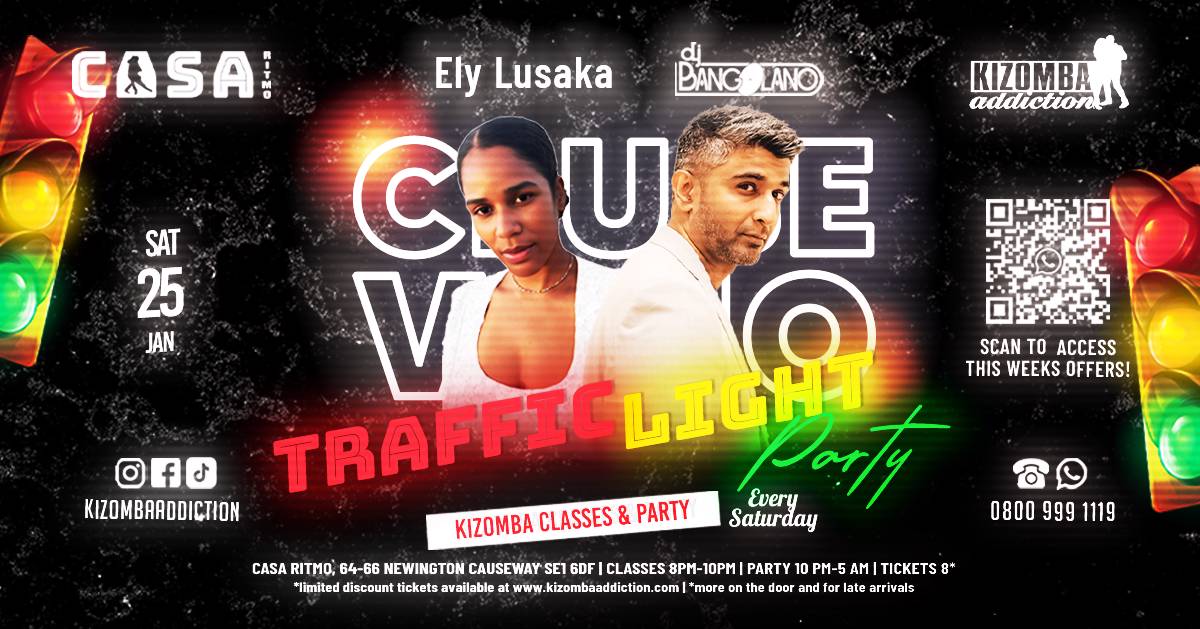 Cover 🎶 🎉 London's No.1 Saturday Kizomba Party: Clube Vicio - The Traffic Light Party with DJ Bangolano!