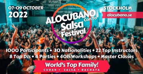 Cover 12th Alocubano Salsa Festival 2022 Stockholm 07-09 OCT The Authentic Cuba at your Fingertips!