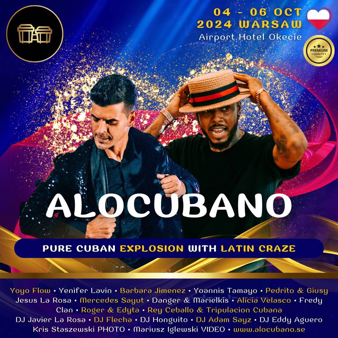 Flyer AloCubano Salsa Festival 2024 • Cuban Fever & Latin Craze • Live CONCERT Tripulacion Cubana • WARSAW