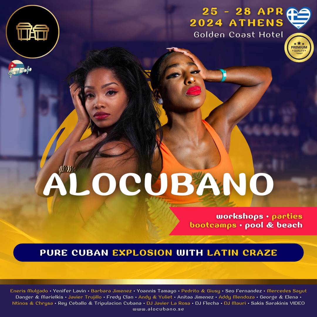 Flyer AloCubano Festival 2024 • Cuban Fever & Latin Craze with Sambroso • ATHENS Marathon Beach
