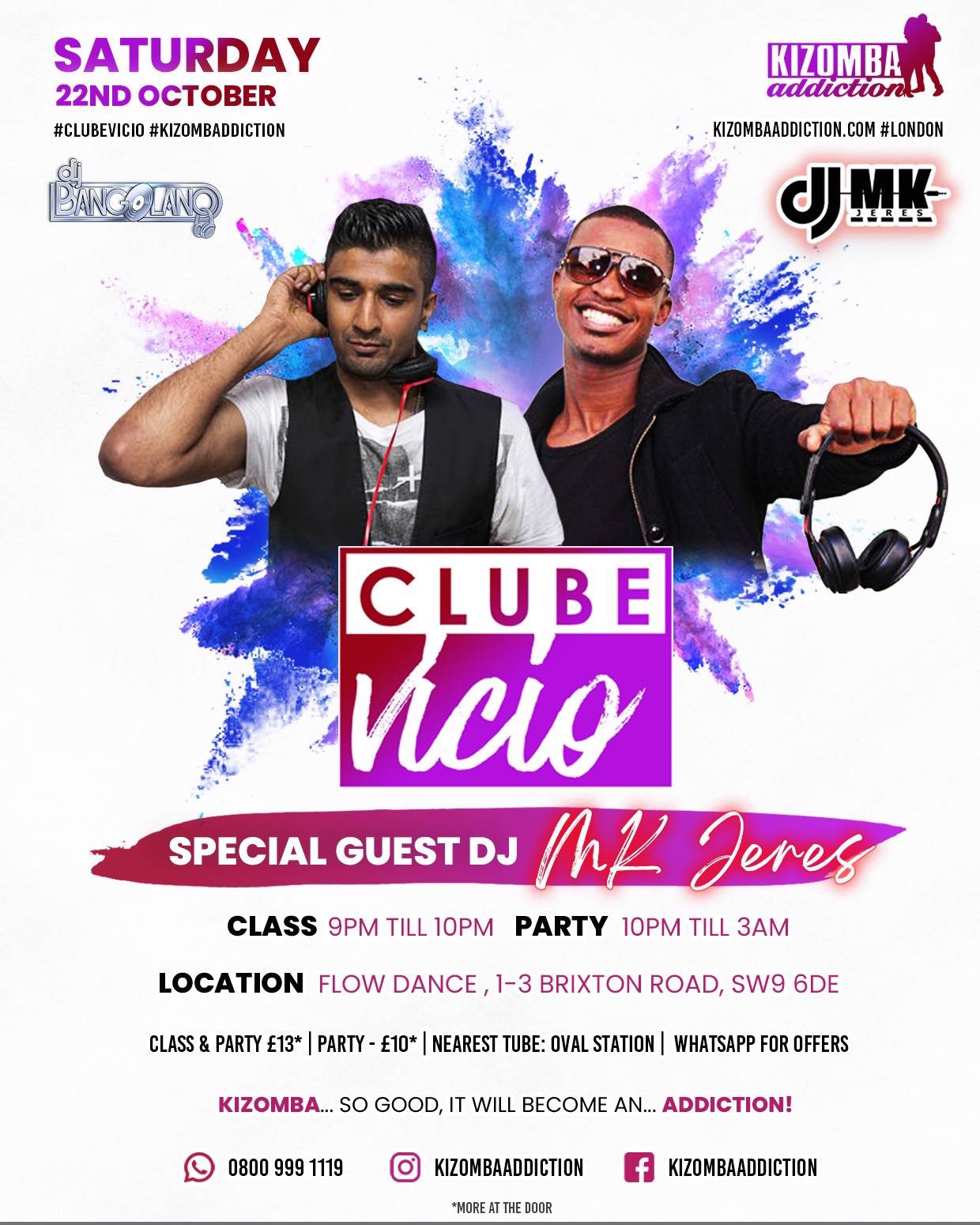 Flyer Clube Vicio - Kizomba Party & Dance Classes on Saturday Nights