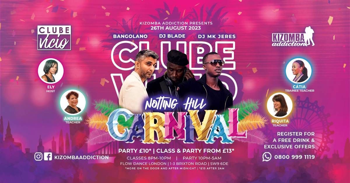 Cover Clube Vicio: the Carnival Edition - Kizomba Party & Classes with guest DJ MJ Jeres & DJ Blade