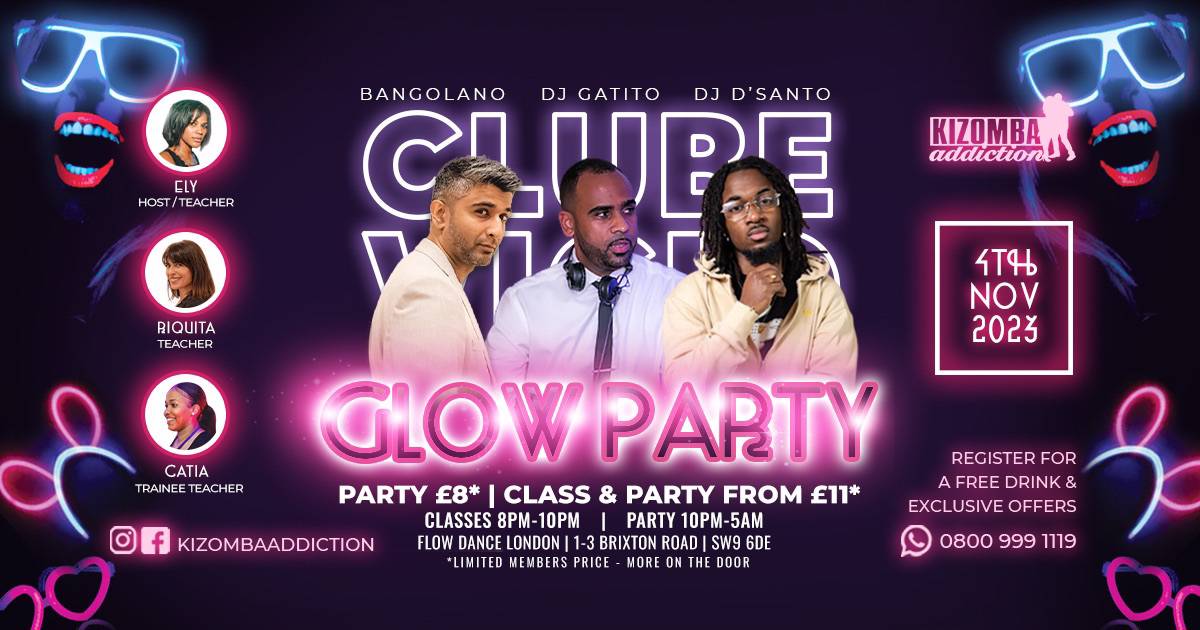 Cover Clube Vicio:  Glow Party Edition - Kizomba Party & Classes