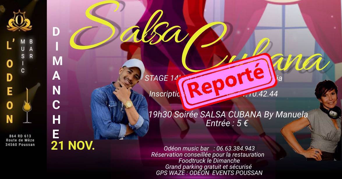 Cover Ernesto Garcia (Cuba/BCN) Cours et Soirée à l'Odéon Poussan